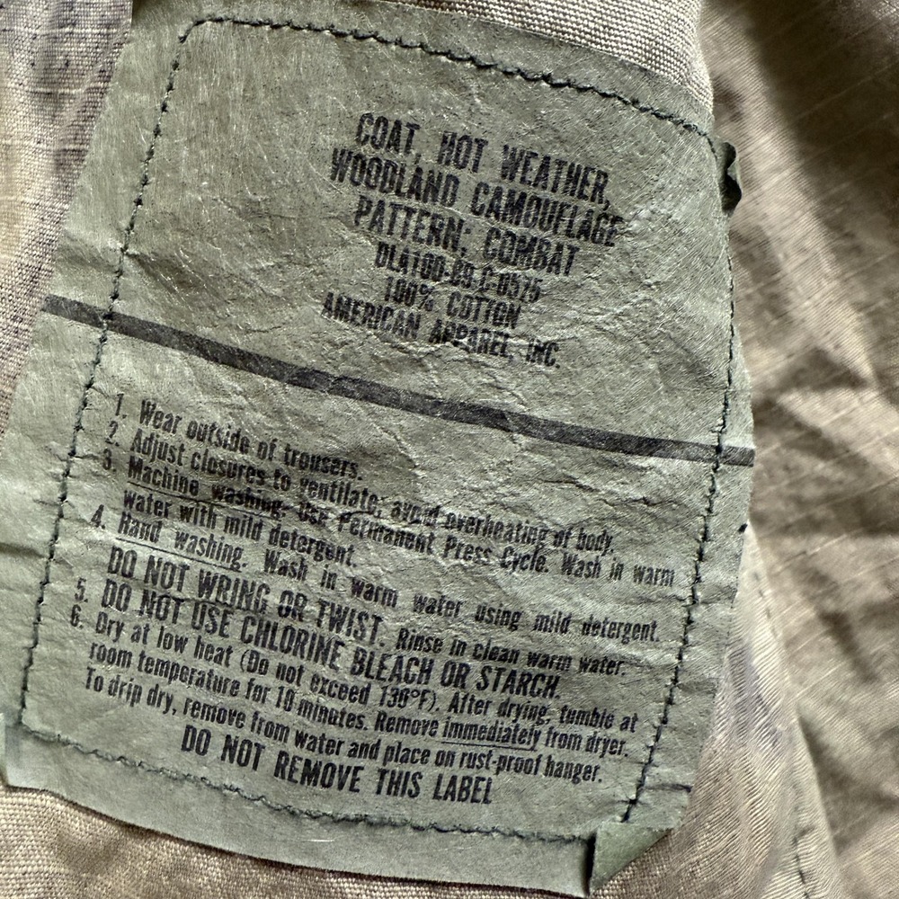 Vintage US Army Jacket Mens Medium Regular Woodland Camo Military‎ Coat 80s - Picture 10 of 11